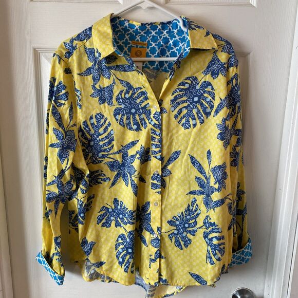 Ruby Rd. Tops - Ruby Rd. Women’s Size 16 Button Up Shirt Long Sleeve Yellow Colorful